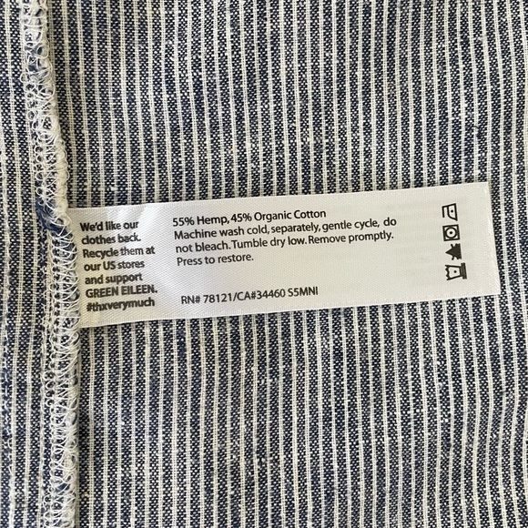 Eileen Fisher Hemp and Organic Cotton ministripe chambray shift Dress S - Picture 8 of 14